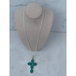 Peruvian Womens Cross Pendant 925 Sterling Silver Necklace Silver Sz 11"